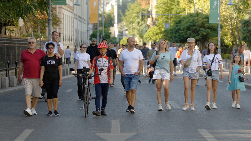 28 - People walking on Calea Victoriei, in the weekend